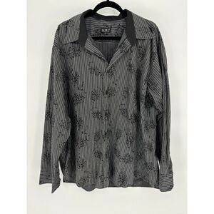 Pronti Collection by Phita Men's XXXL Black Shiny Disco Party Button Up Shirt